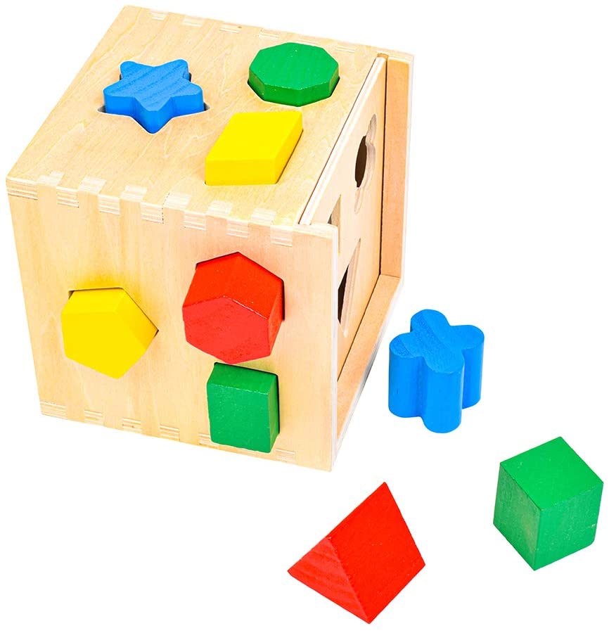 Melissa Doug 575 Shape Sorting Cube Classic Wooden Toy with 12